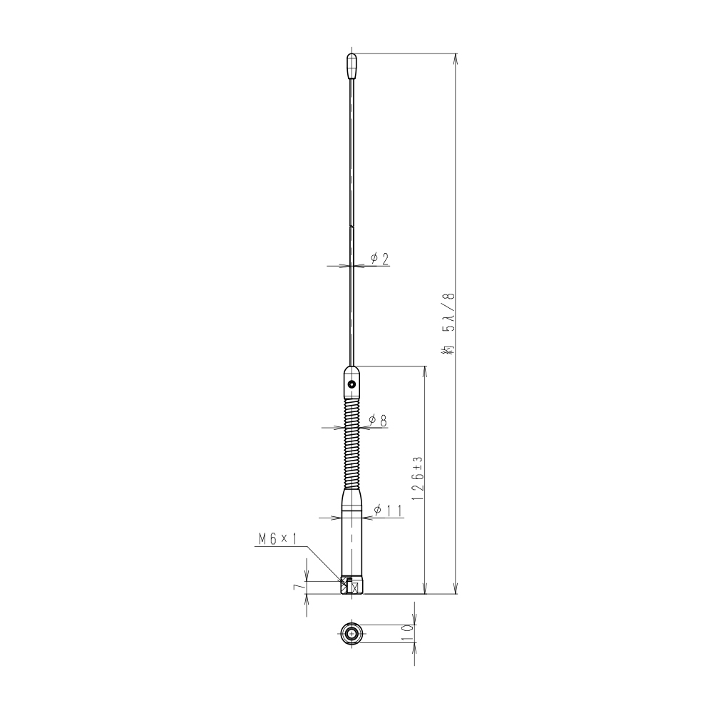 400MHz帯 車載用高利得エレメント(5/8λタイプ)