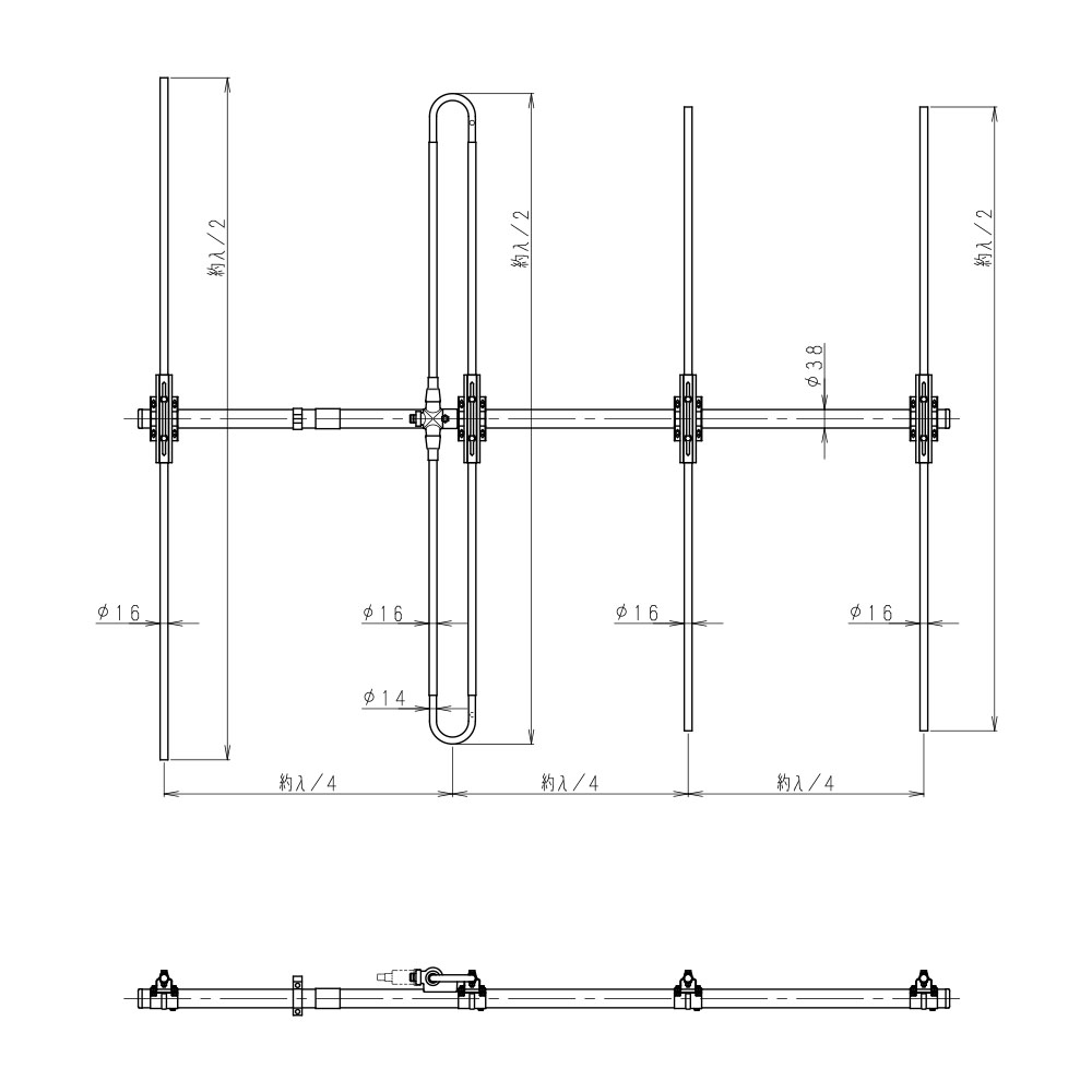 60MHz帯 4素子八木型アンテナ