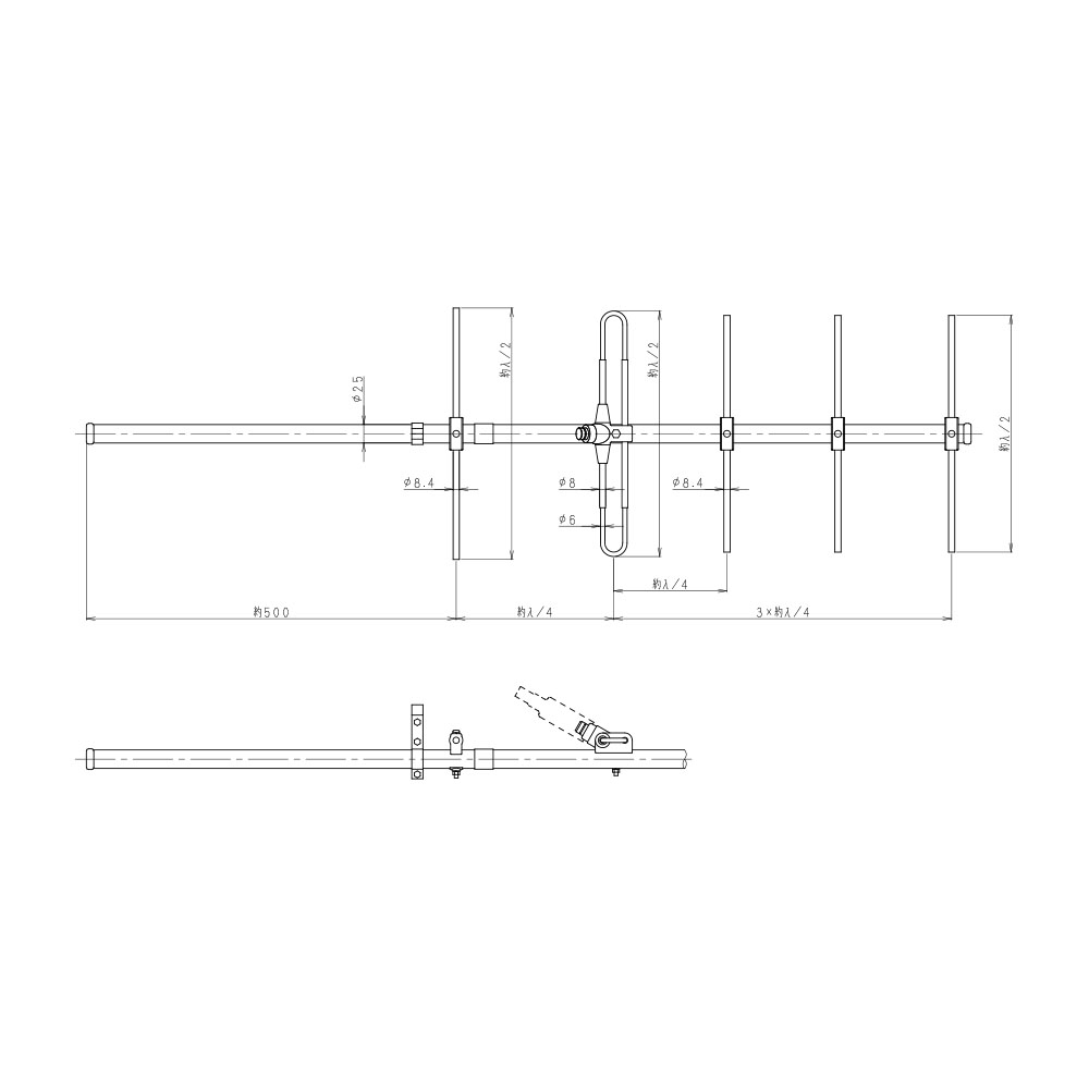 400MHz帯 5素子八木型アンテナ 5DV-450 F=340-390シテイ: 通信用機器(無線通信機器・IoT機器) 日本アンテナ│ 日アンねっと 帯5