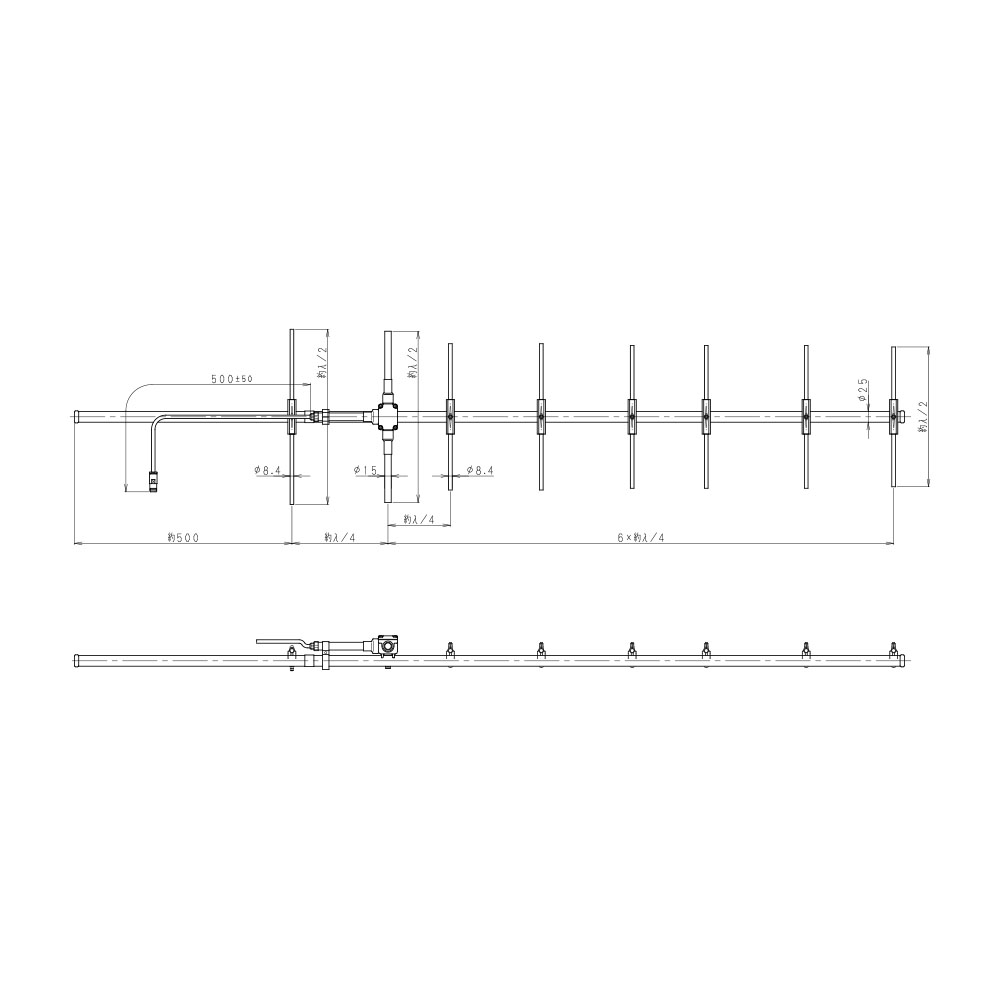 400MHz帯 広帯域8素子八木型アンテナ