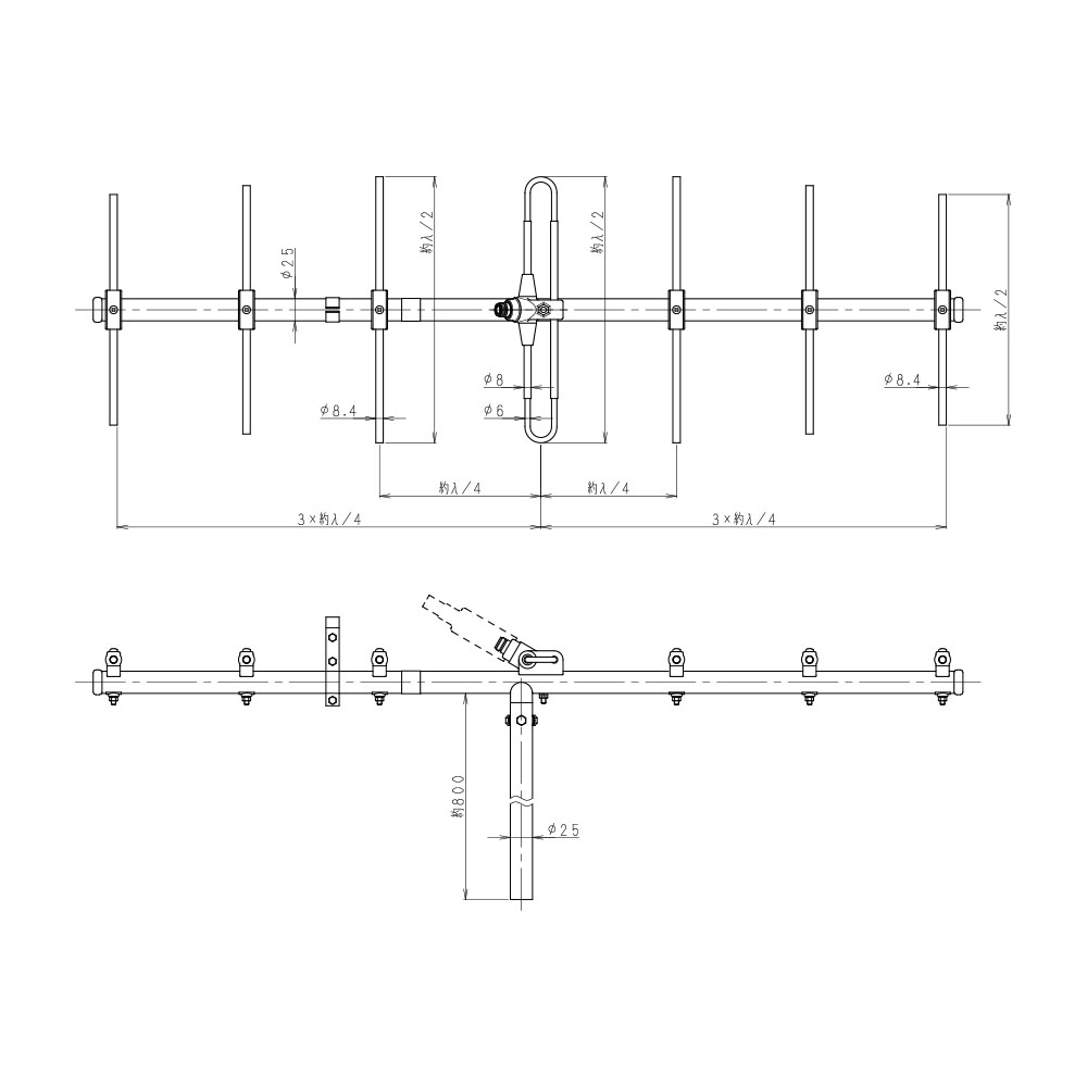 400MHz帯 双方向7素子性八木型アンテナ