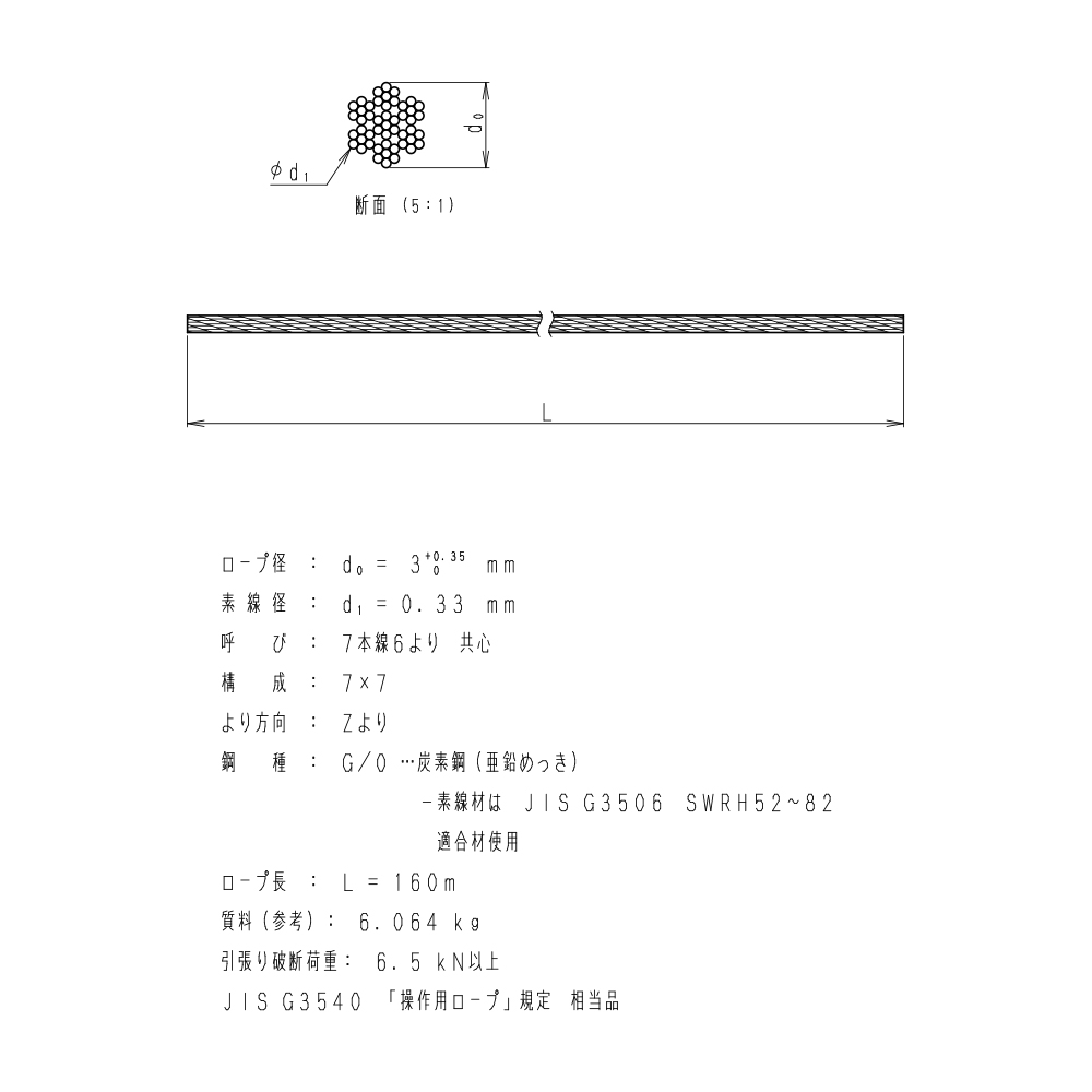 ワイヤ-ロ-プ　160ｍ