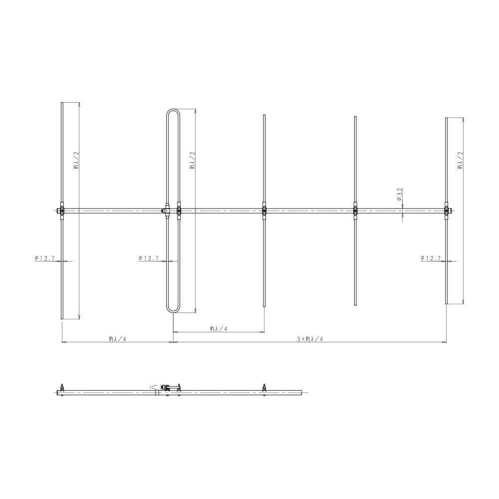 60MHz帯 5素子八木型アンテナ