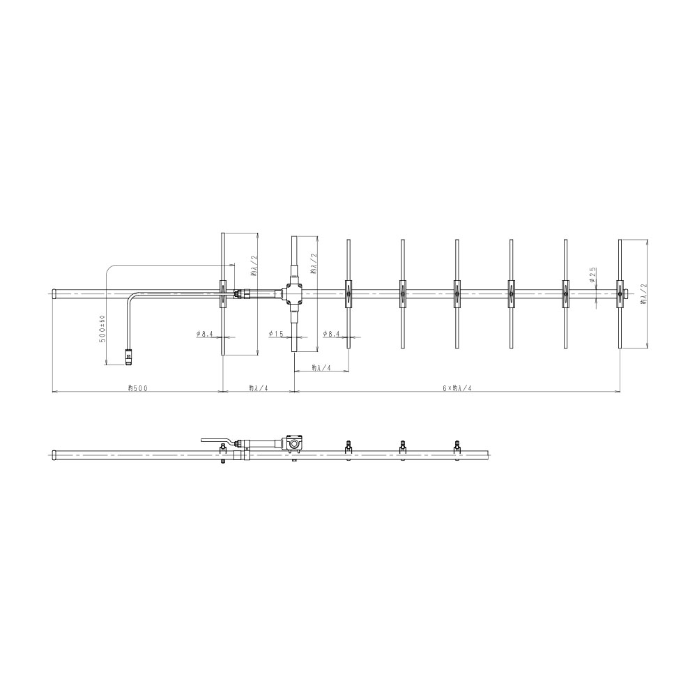 400MHz帯 広帯域8素子八木型アンテナ