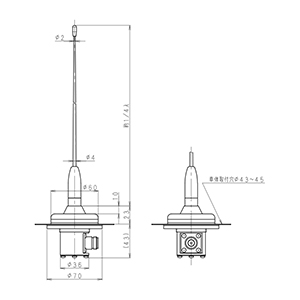 150MHz帯 ルーフトップ用ホイップ(穴アケ式)