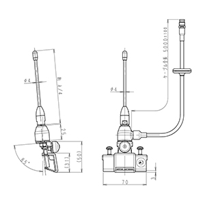 400MHz帯 車載用ガータ用ホイツプ(3D-2V)