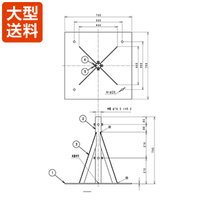 マストベース(700角 50A 0.7m ステンレス製)